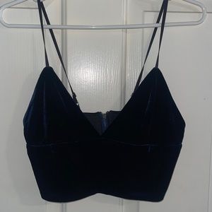dark blue velvet crop top